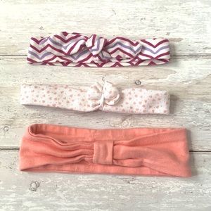 Baby Girl Headband Bundle Carters Gymboree Brands Lot of 3 Pink Purple Hearts